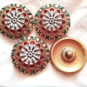 Reduced  Czech  Glass Buttons 4pcs    GORGEOUS  Reverse painted  27mm   L 007