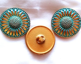 Reduced  Czech  Glass  Buttons  3 pcs   Gorgeous  Reverse painted  31mm    XL 002