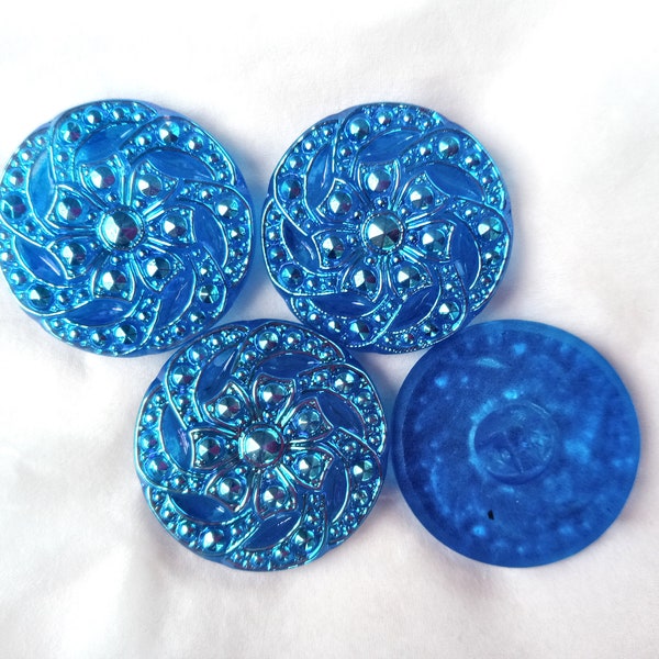 Reduced  Czech  Glass Buttons 4pcs    GORGEOUS with AB finish   27mm   L 009