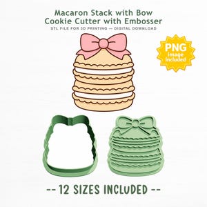 Archivo STL (Descarga digital) para cortador de galletas y estampador de macarons con lazo.