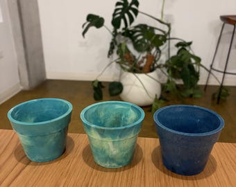 Maceta minimalista de plástico reciclado / Maceta de mármol hecha a mano / Maceta ecológica para suculentas / Decoración moderna para escritorio