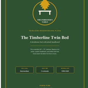 Twin Bed Woodworking Plans PDF, Farmhouse Kids Bed Frame with Plank Headboard DIY Guide, Knock Down Design, Instant Download