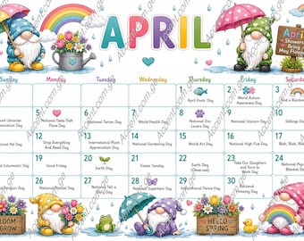 2027 Gnome 12 Month Calendar