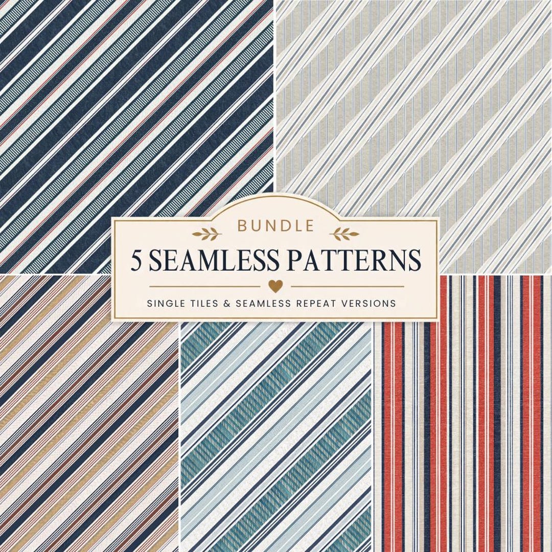 Steamless Patterns 5 Classic Stripes Seamless Pattern Bundle for Fabric and Sublimation ...