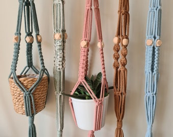 Midi length macrame plant hanger - houseplant botanical style