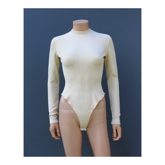 Azzedine Alaia 90s Bodysuit / pale yellow bodysuit