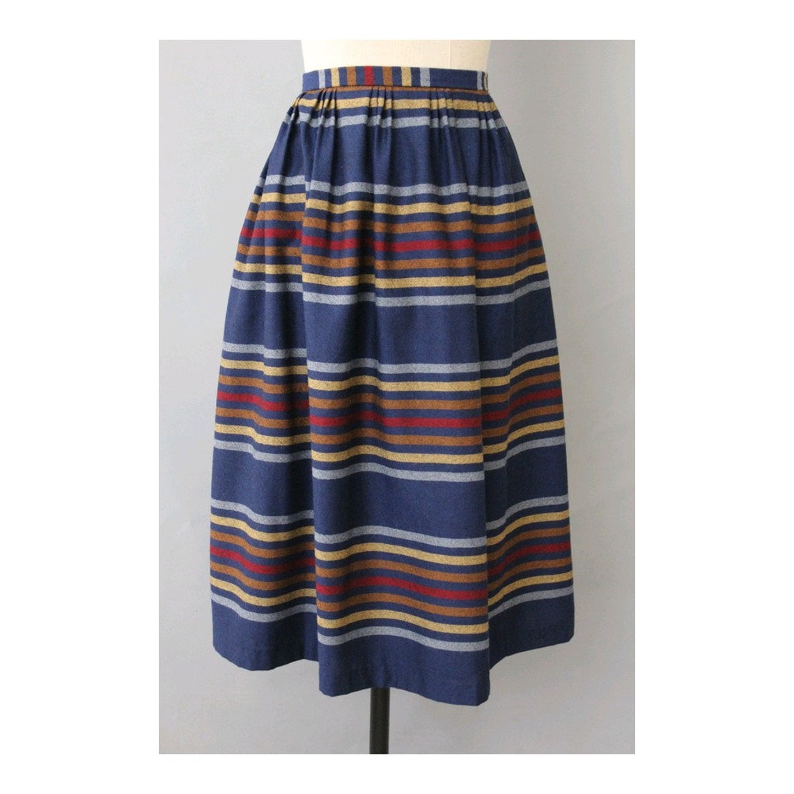Jean Bailly Stripes Wool Skirt / 1980 Paris Wool Skirt Midi | Etsy
