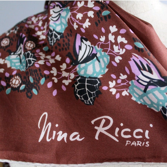 Vintage 1960s Nina Ricci silk carre scarf / vinta… - image 1