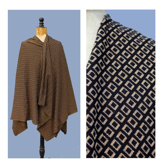 1970s brown and gold lurex cape - image 1