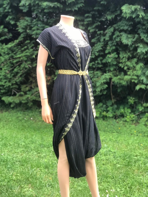 1970s black and gold lurex jumpsuit / 1970s india… - image 8