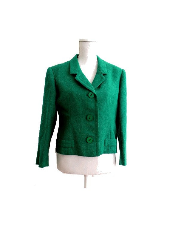 1960 green wool Jacket /60s french green Jacket / 