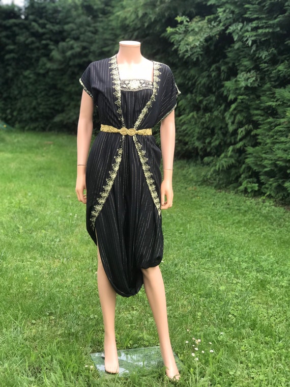 1970s black and gold lurex jumpsuit / 1970s india… - image 1