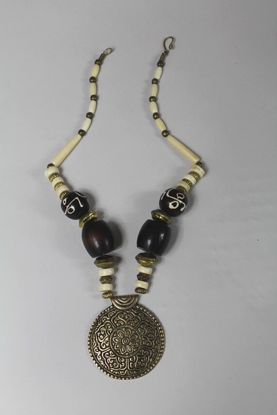 Vintage Ethnic Necklace brass - image 3