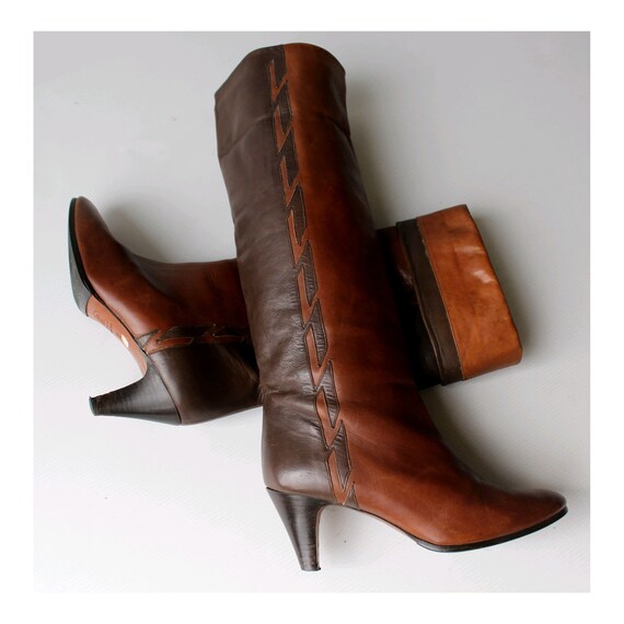 1980s Bally high knee Boots / Bally 2 tones boots