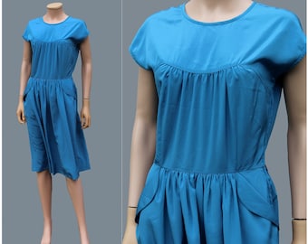 Vintage 1980s Cacharel blue dress / Cacharel vintage dress