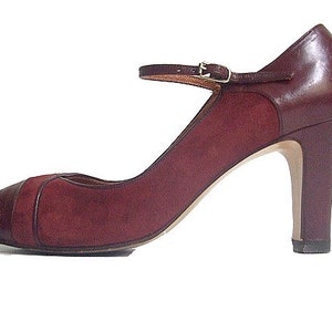 1970s Mary Janes  burgundy  us7 fr38/ vintage Maryjanes 7/ 70s burgundy heels Maryjanes