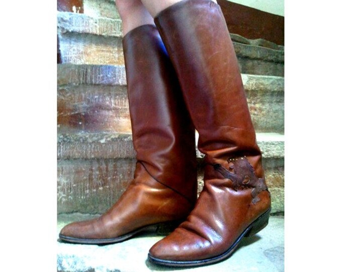 Vintage Leather BOOTS Made in Italy DELIA FIRENZE Size 61/2 Us Etsy