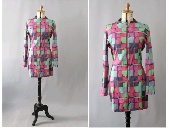 Versace Versus 1990s Arlequin Dress/ 90s Gianni Ve