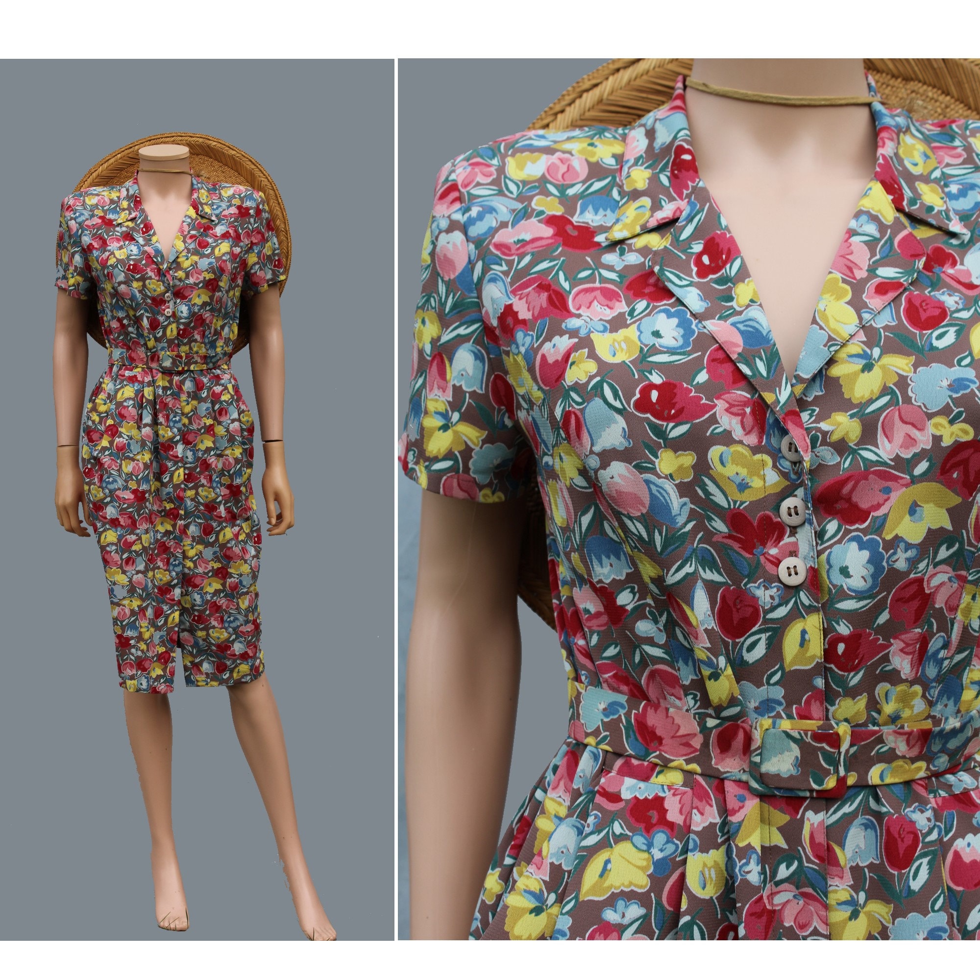 Gerard Darel Paris Robe florale boutons avant ceinturee robe dete mode vintage Robe France Etsy France