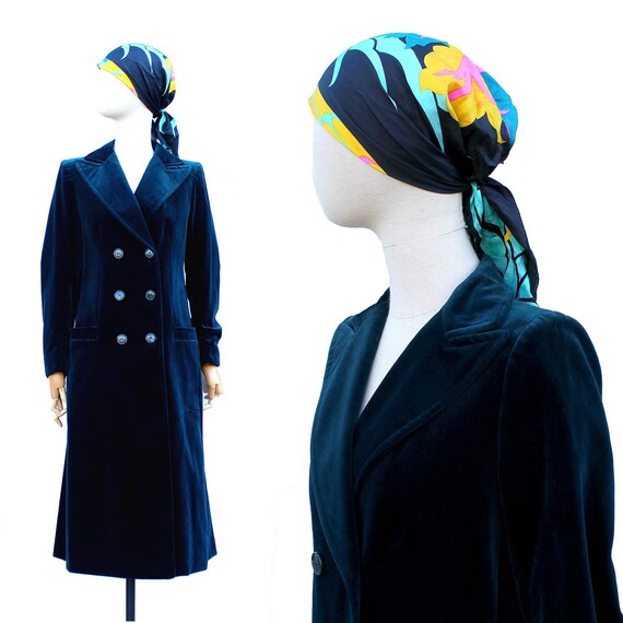1980s Gaston Jaunet green emerald velvet Coat / vi