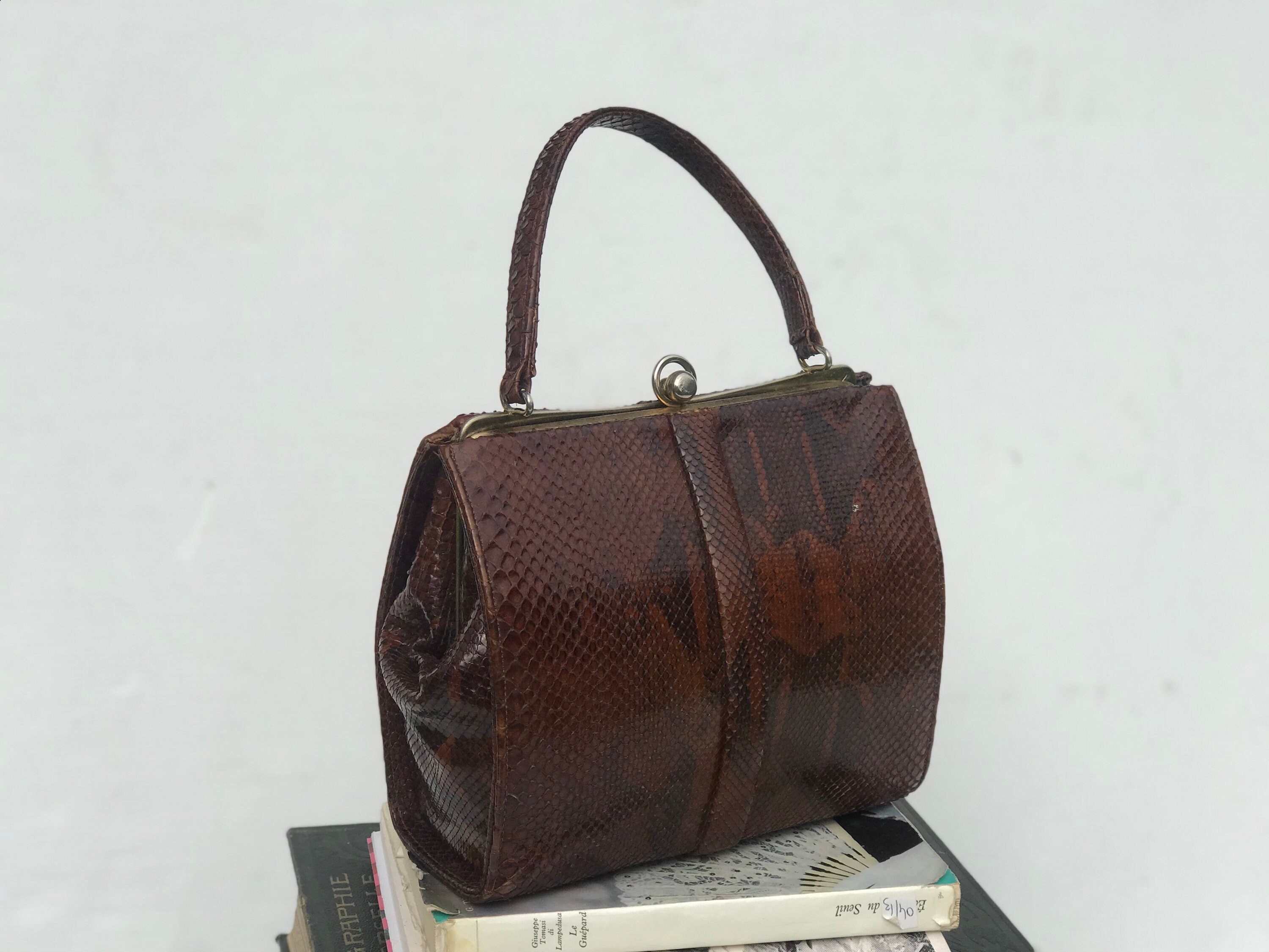 Vintage snake leather handbag 70s-Vintage 70s snakeskin handbag Weddings Gifts & Mementos Bridesmaids Gifts Bags & Purses 
