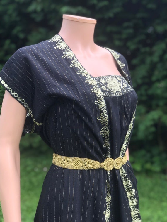 1970s black and gold lurex jumpsuit / 1970s india… - image 4