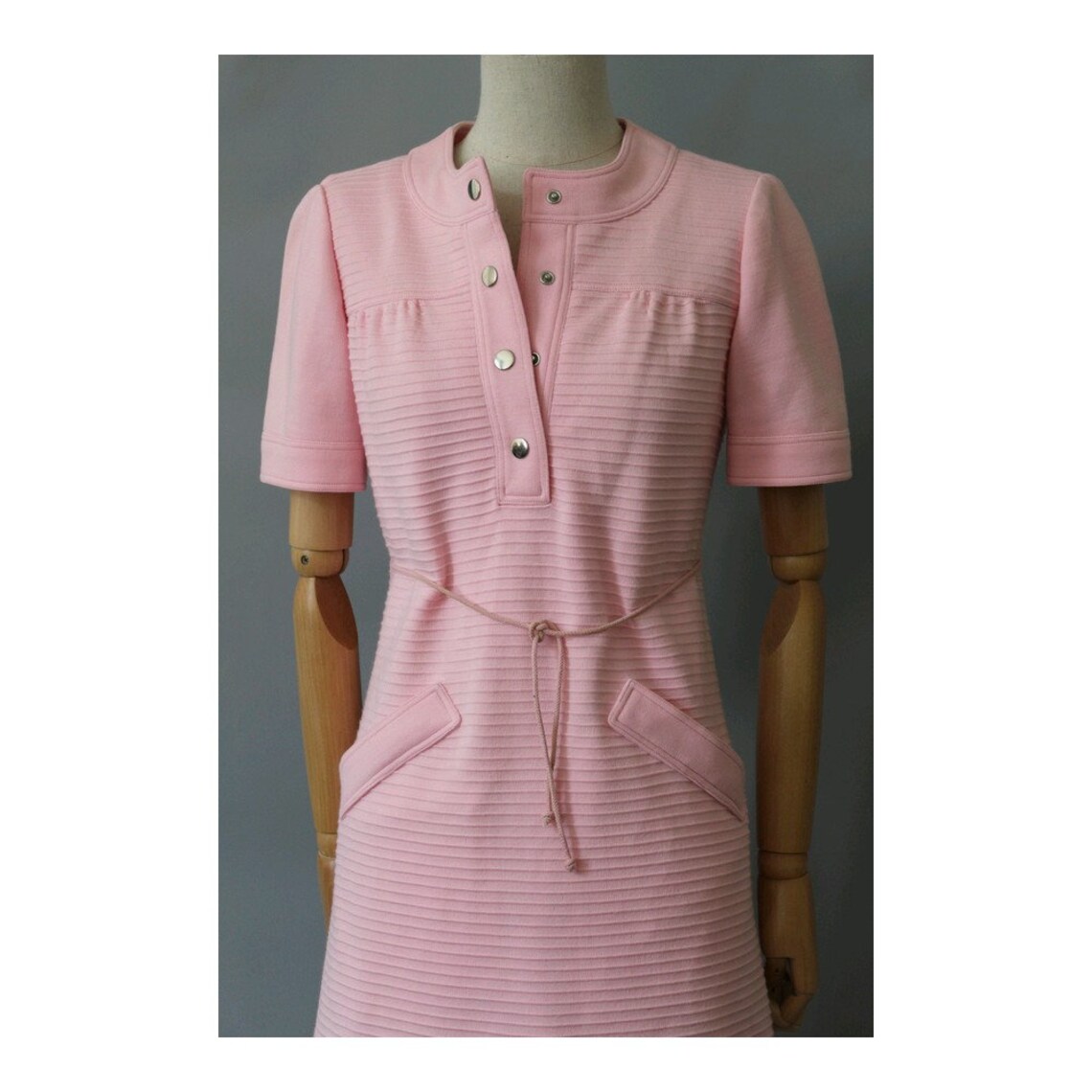 1970s Courreges Pink Colorblock Dress | XS/S