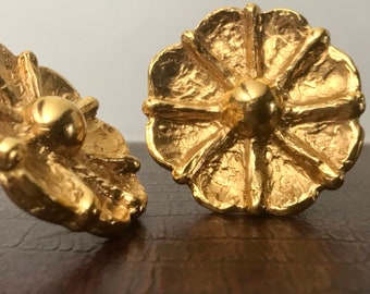 Vintage Jean Louis Scherrer Earrings clips gold anemone