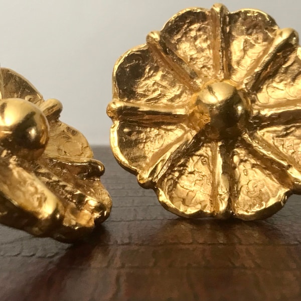 Vintage Jean Louis Scherrer Earrings clips gold anemone