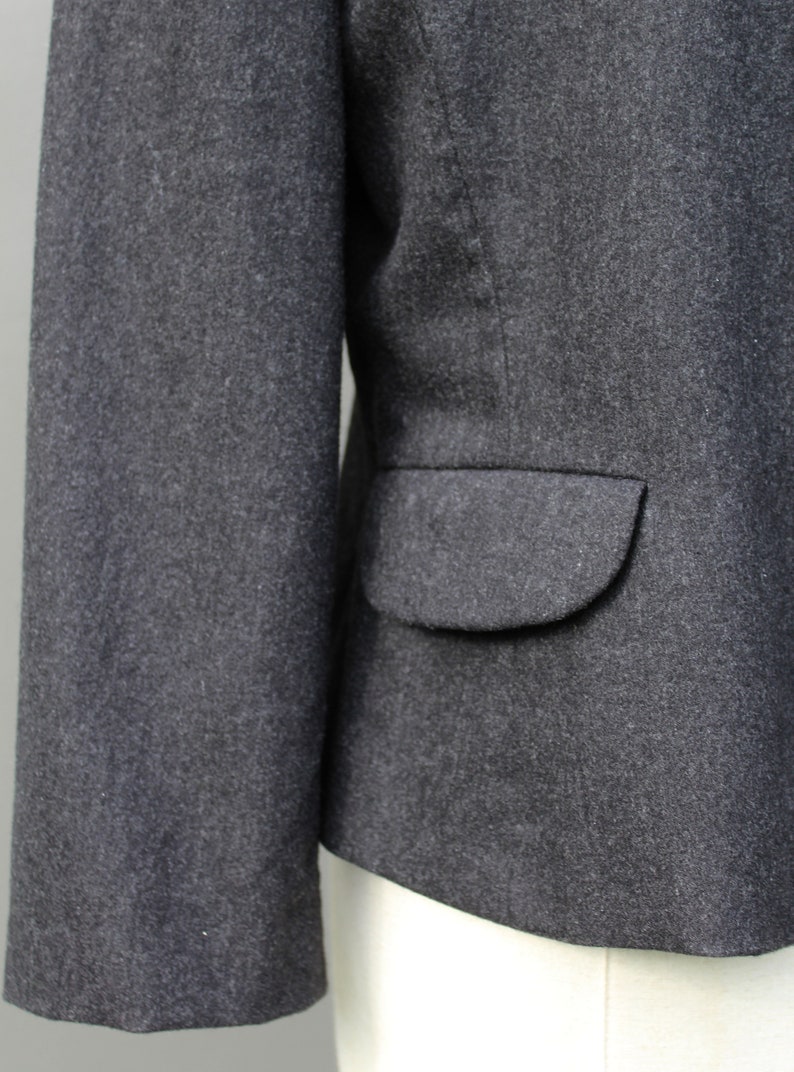 1980s Georges Rech Grey Wool and Black Velvet Jacket Blazer / - Etsy