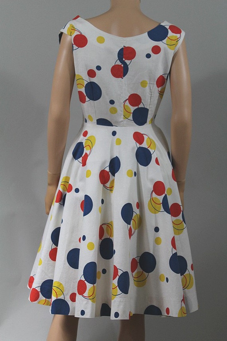 1960 full circle Dress cotton polka dots / 60s french summer | Etsy
