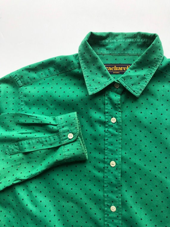 1990s Cacharel women shirt green polka dots fr40 / Cacharel | Etsy