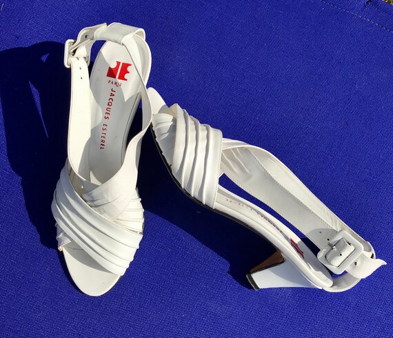1980s Jacques Esterel white summer shoes / 80s Par
