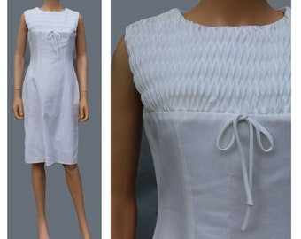 1960s origami white pencil dress / sleeveless white summer dress / origami dress