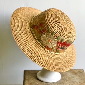 Antique French Straw Hat Black Straw 