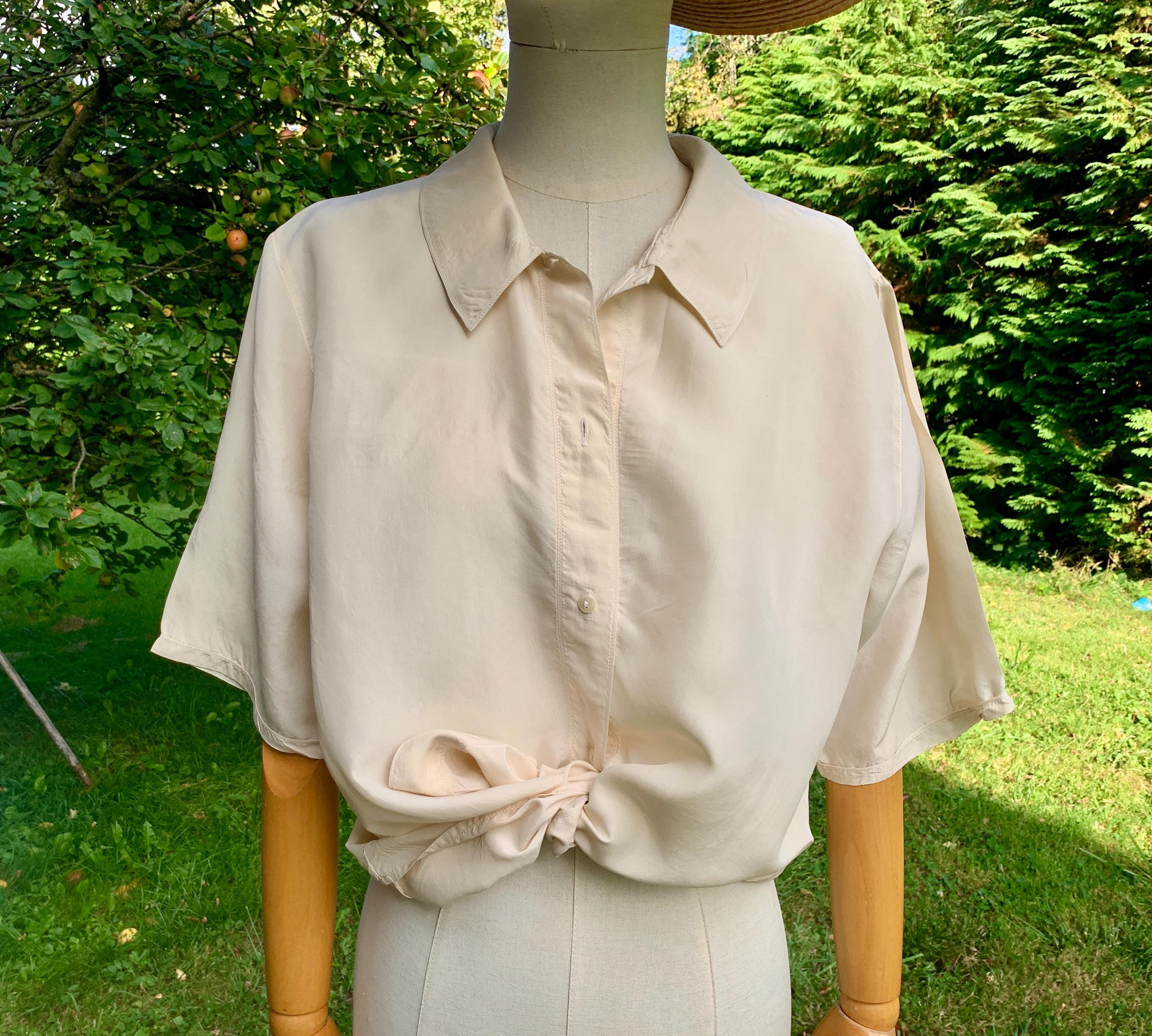 キャシャレル アイボリー シルクブラウス 半袖 90年代 パリ - Etsy 日本