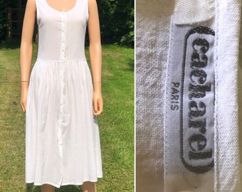1990S Cacharel white gauze dress / vintage Cacharel summer dress /fr36 small