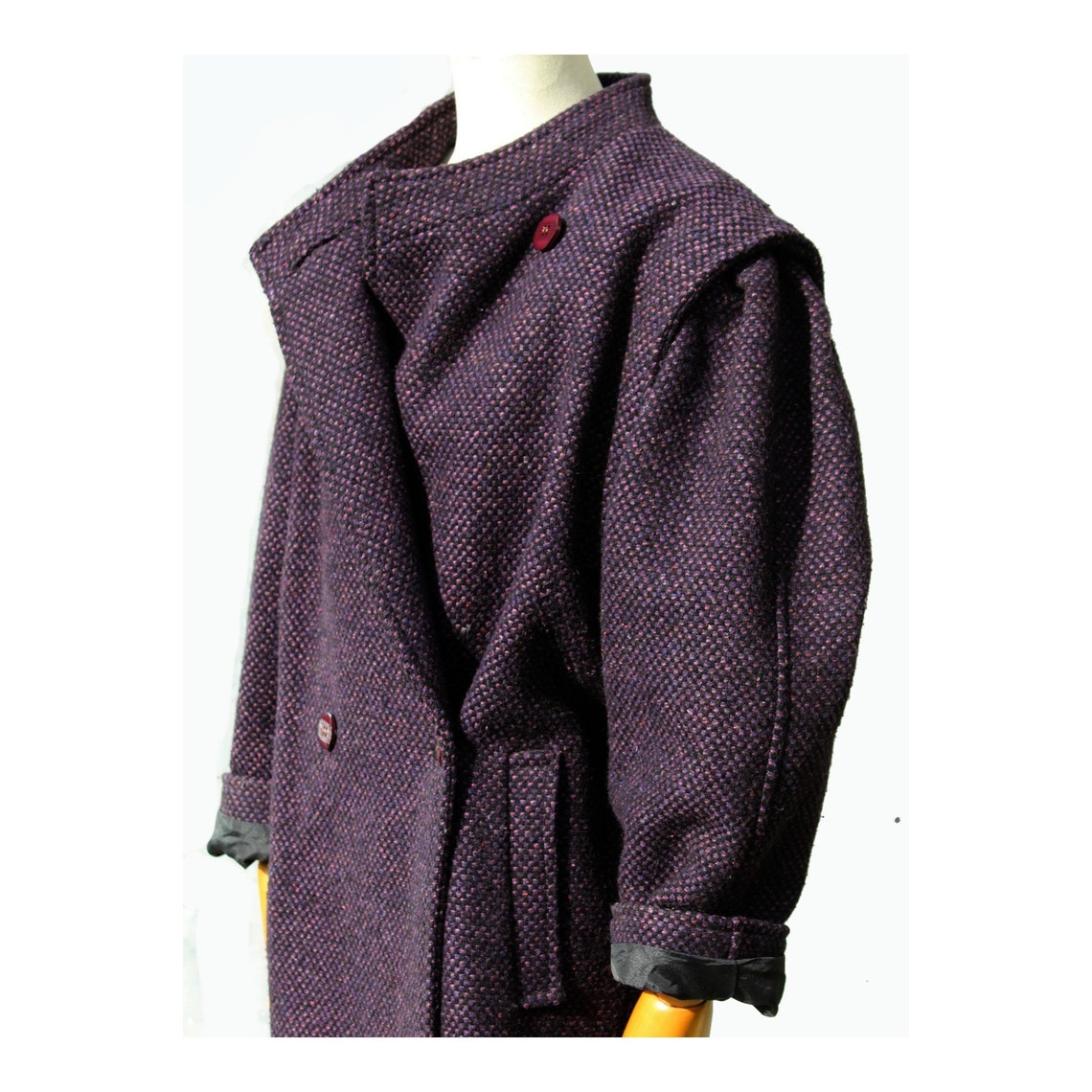 1980s Oversize Wool Coat /80s French Purple Wool Coat | Etsy