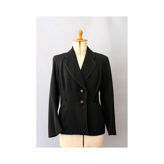 1940 french nipped Jacket / 40s black Jacket