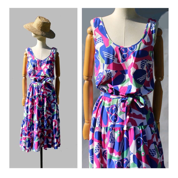 1980s Devernois Paris floral strap sundress / fr
