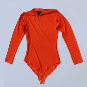 90s Jean Paul Gaultier orange Bodies manches longues / JP Gaultier orange Bodysuit / French designer Bodies