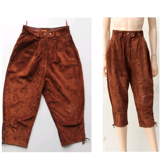 1980s Kenzo Paris leather high knee pants / rust s