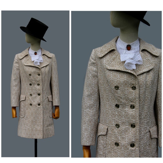 1970 french tapestry Coat double breasted small /7