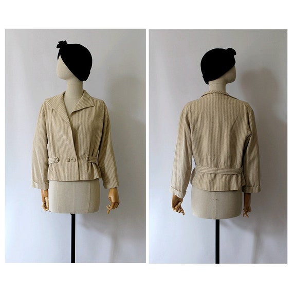 Antibes 1950s beige stripes Jacket / 50s summer b