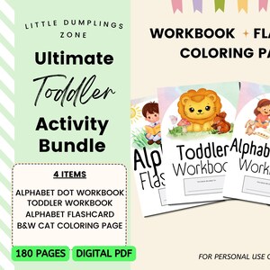 Toddler Busy Book, Early Learning Lesson Bundle, Printable Activity Workbook, Flashcard, Coloring Page