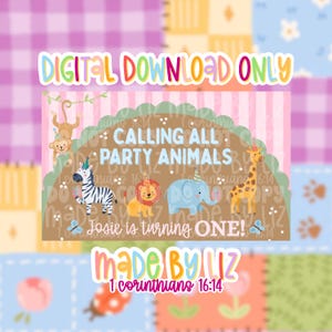 Calling All Party Animals Birthday Banner Template | Editable Canva Template (Digital Download)