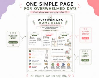 Declutter Planner,Cleaning Checklist,Overwhelmed Home Reset Pritable,Low Energy Cleaning Routne,A4 PDF