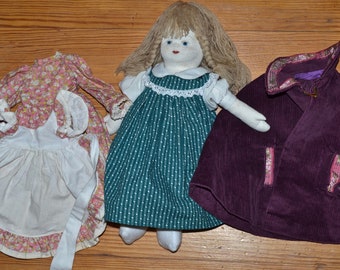 Waldorf Doll and Clothing. Vintage Stocking Face Cloth Doll. Soft Rag Doll.  Steiner Doll.  - VT46