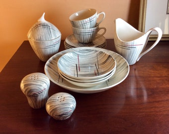 Mid Century Dinnerware. Hiawatha by Stetson Pieces.  Serving Dishes and Plates. VC612, VC613, VC614, VC615, VC616, VC617, VC618, VC619