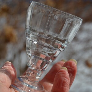 Set of 6 Cordial Optic Glass Stemware. Stacked Rings Aperitif Wine Glass.  Tiny Wine. Tiny Parfait. Mid Century Barware. 1930s Wedding VG229